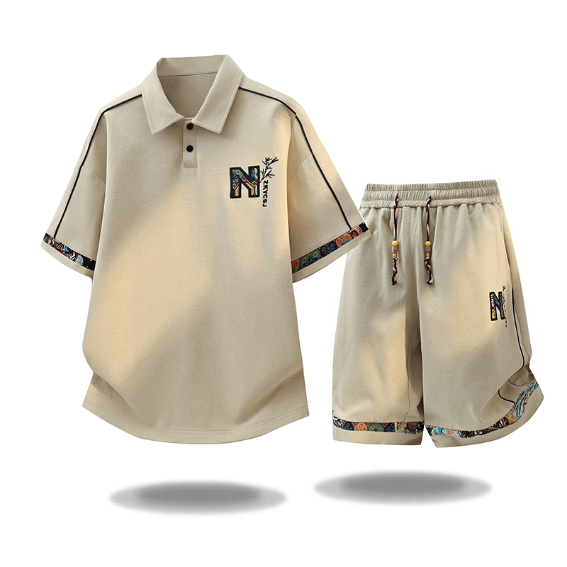 Embroidery Knit - Neues Sommer-Mode-Trendiges Outdoor-Sport-Kurzarm-T-Shirt-Set für Herren, Lässiges