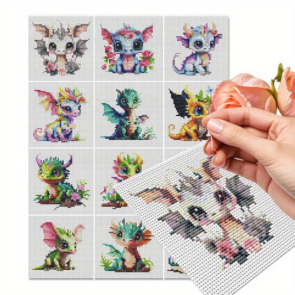 Embroidery Tas - 12Pcs Drachen Kreuz Stich 11CT Gedruckt