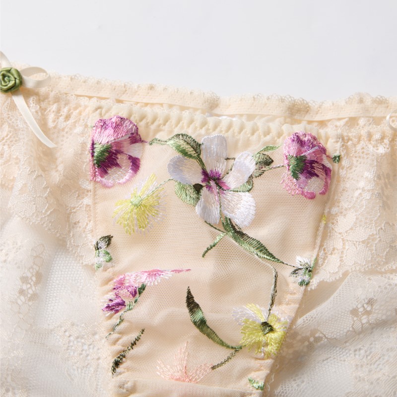 Embroidery Knit - Durchsichtige Spitzenunterwäsche für Damen, sexy Dessous,