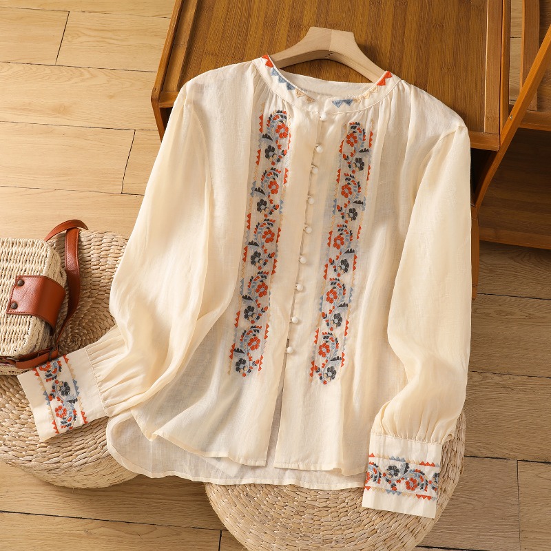 Embroidery On Shirt - Chinesischen Stil frauen Blusen Koreanische Stickerei