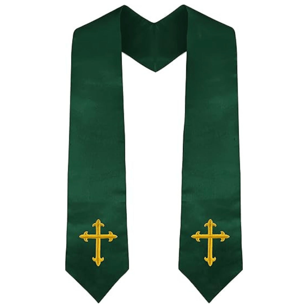 Embroidery Knit - Wendbare Klerikalenstola, doppelseitige Priesterstola mit Goldkreuz-Stickerei
