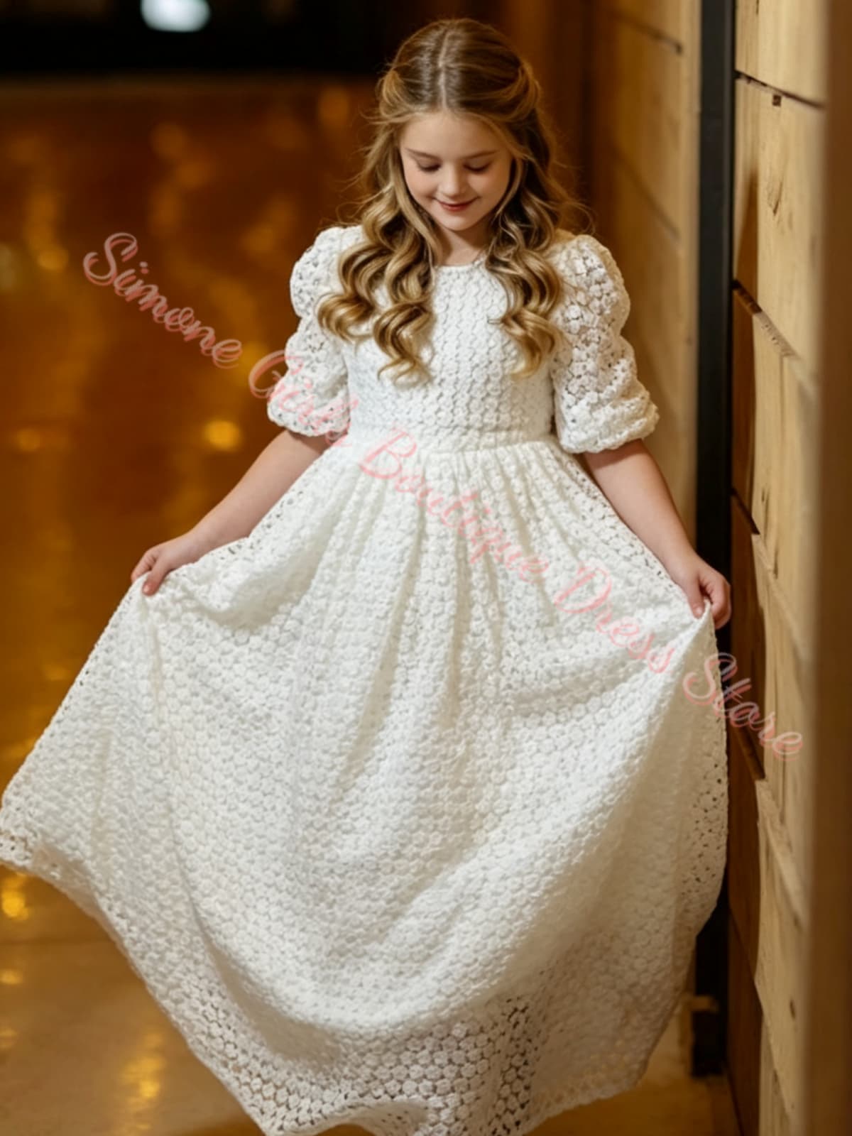 Embroidery Eyelet - Mädchenkleid mit Lochstickerei, Blumenmädchenkleid für Hochzeiten,