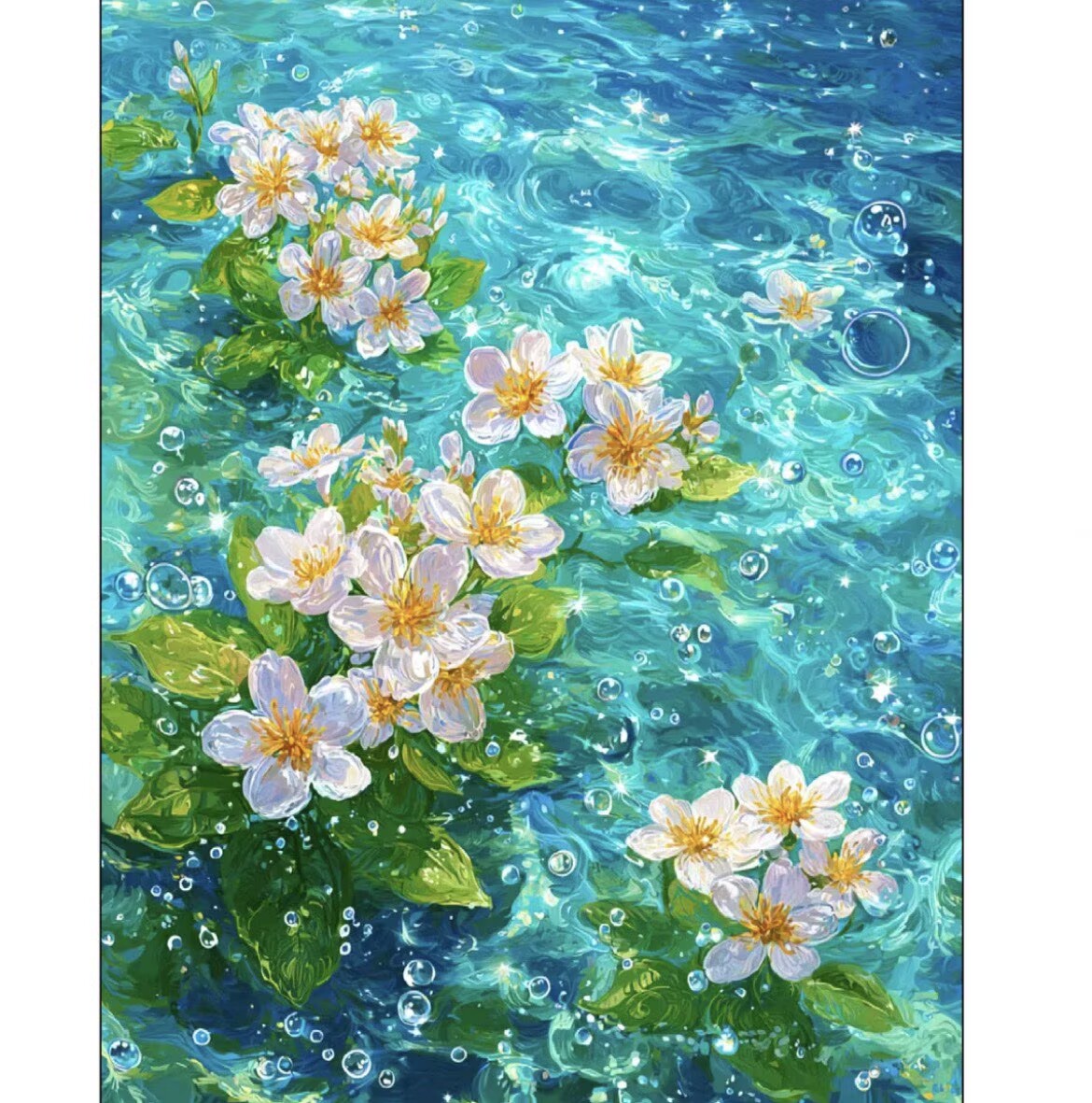 Embroidery Tas - Blumen-Wasserdruck-Sets, Kreuzstich-Stickerei, DIY-Nähset, Heimdekor, Bastelarbeiten, 9ct,
