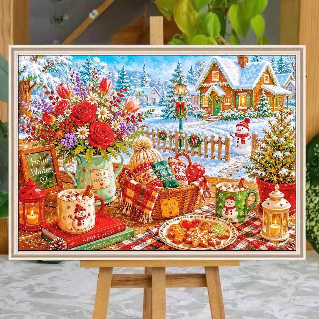 Embroidery Job - 9CT 14ct Winter-Motiv-Kreuzstich-Stickerei-Sets DIY Handarbeits-Set mit