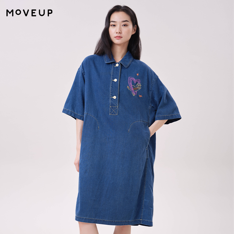 MOVEUP Lyocell-Jeanskleid mit  – Embroidery Cat Bewertung und Preis