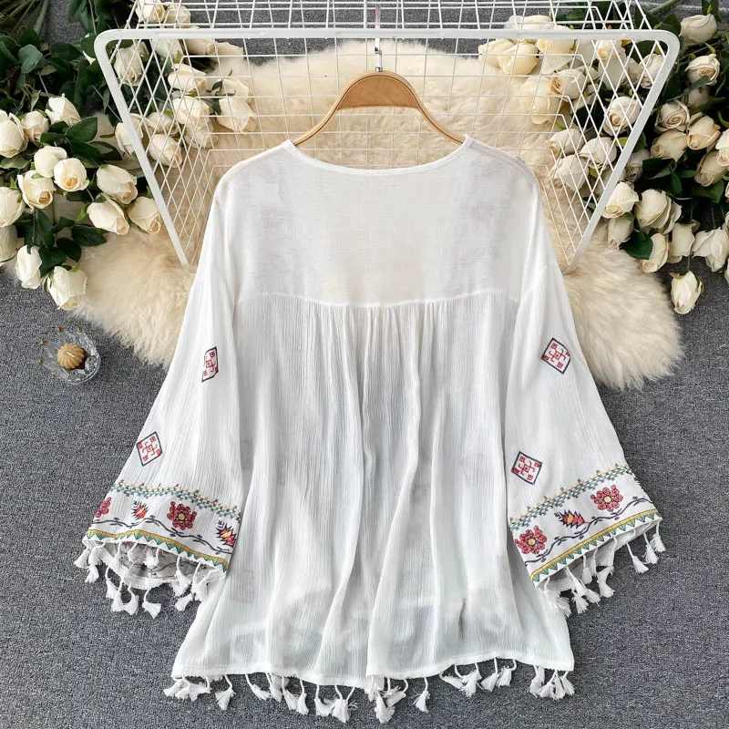 Sommer frauen Hemd Böhmischen  – Embroidery On Shirt Bewertung und Preis