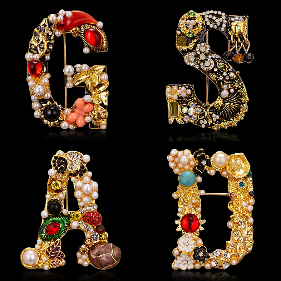 Mode Emaille Perle Strass Brie – Embroidery Letter M Bewertung und Preis