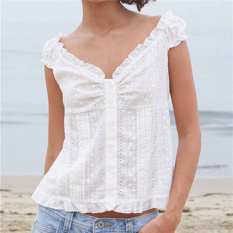 Damen Off-Shoulder Rüschenblus – Embroidery Eyelet Bewertung und Preis
