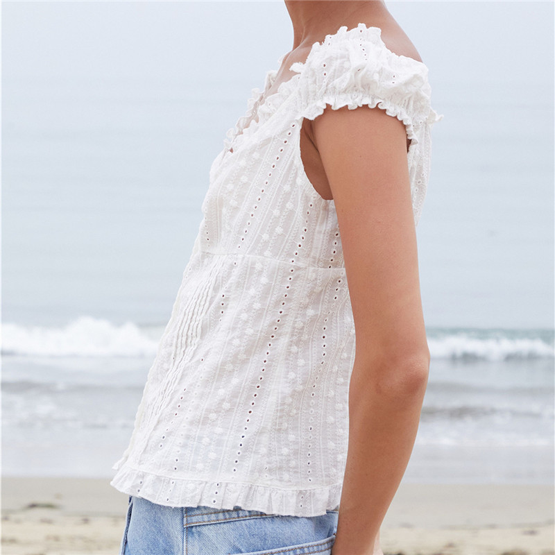 Damen Off-Shoulder Rüschenblus – Embroidery Eyelet Bewertung und Preis