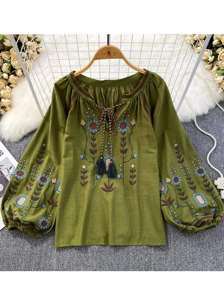 Frauen Frühling Bluse Ethnisch – Embroidery On Shirt Bewertung und Preis