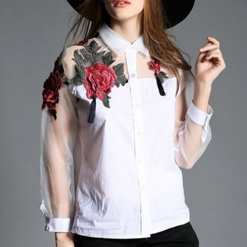 Damenmode Blumenstickerei Chif – Embroidery On Shirt Bewertung und Preis