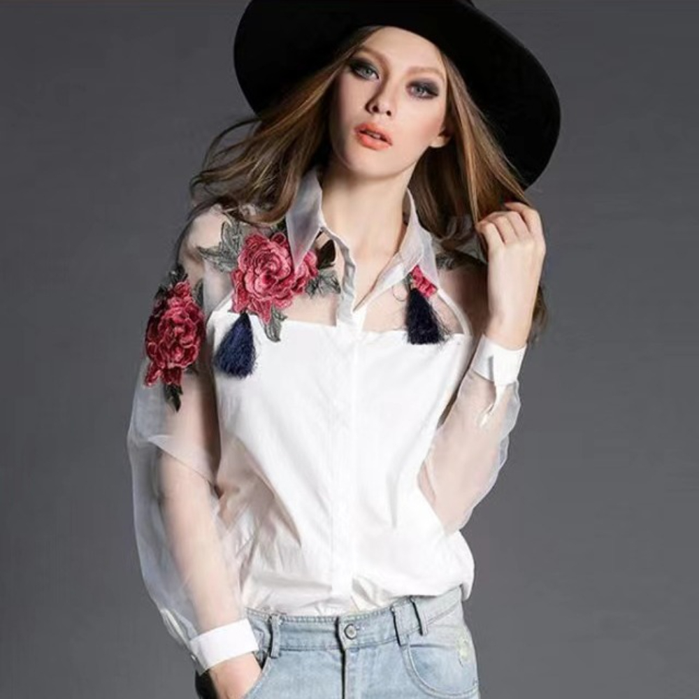 Damenmode Blumenstickerei Chif – Embroidery On Shirt Bewertung und Preis