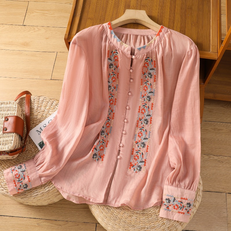Chinesischen Stil frauen Bluse – Embroidery On Shirt Bewertung und Preis