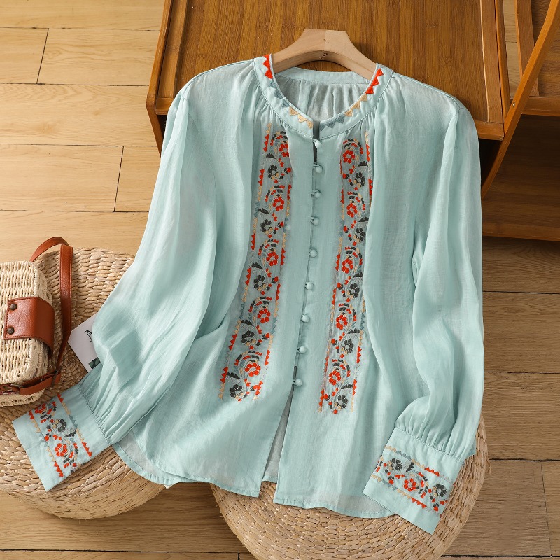 Chinesischen Stil frauen Bluse – Embroidery On Shirt Bewertung und Preis