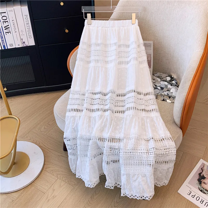 Midi-Rock mit Ösenstickerei, w – Embroidery Eyelet Bewertung und Preis